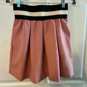 Maeve Pink and Cream Embroidered Skirt with Thick Black and White Waist Size XS